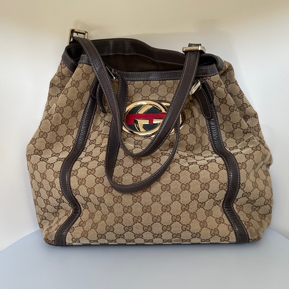 Gucci Handbags - Gucci Beige and Brown Tote Authentic 100%